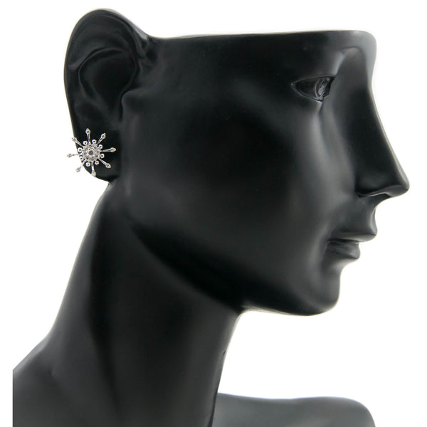 18ct White Gold Diamond Snowflake Earrings