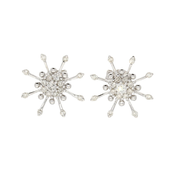 18ct White Gold Diamond Snowflake Earrings