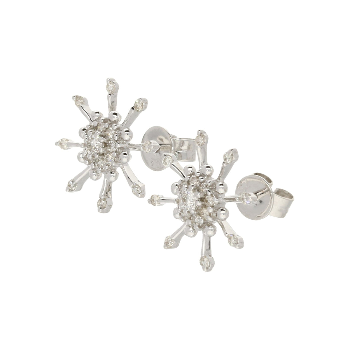 18ct White Gold Diamond Snowflake Earrings