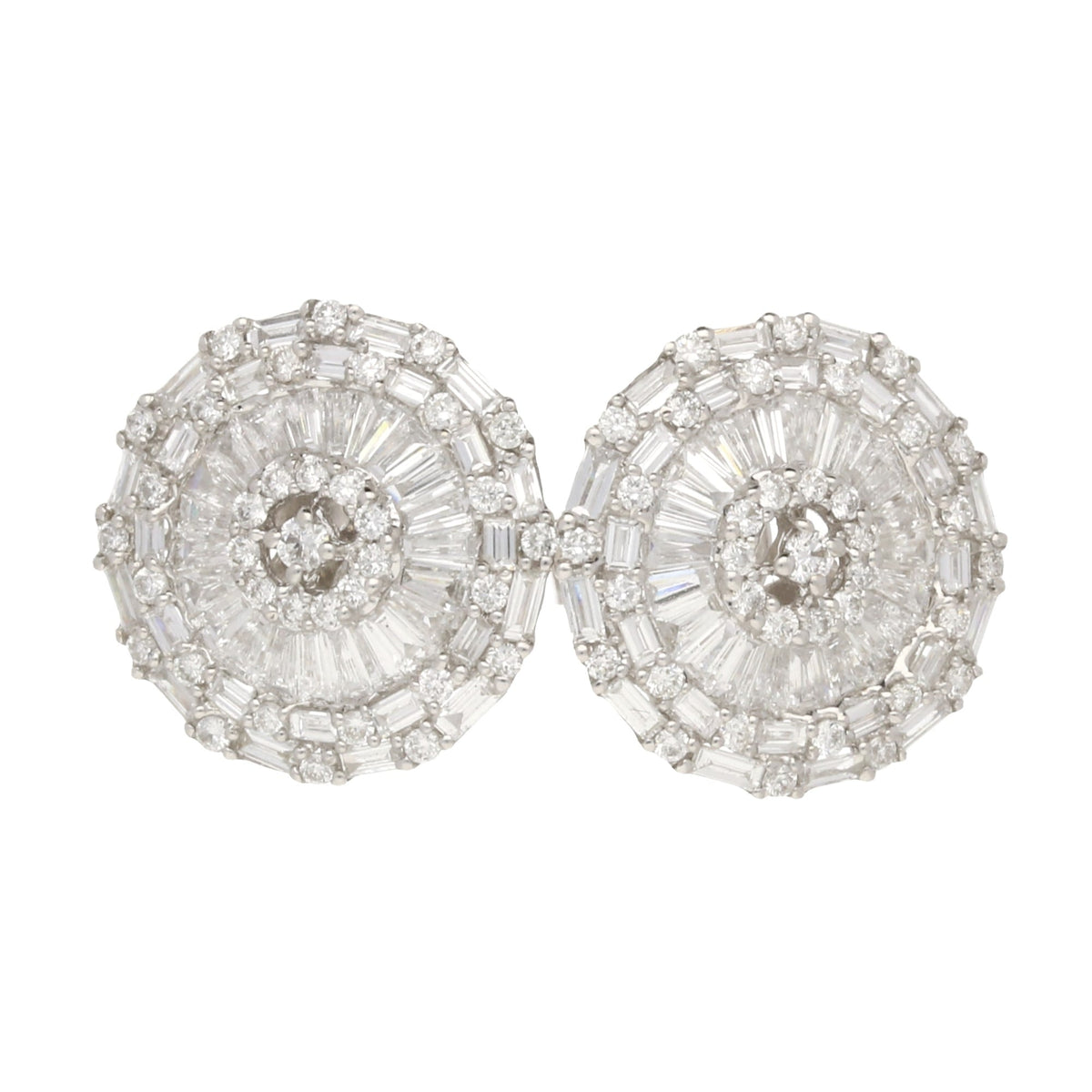 18ct White Gold Circular Diamond Earrings