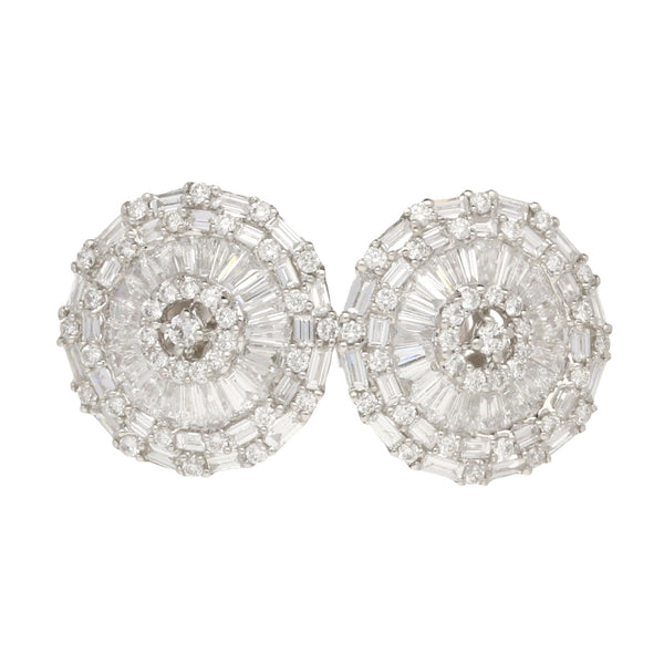 18ct White Gold Circular Diamond Earrings