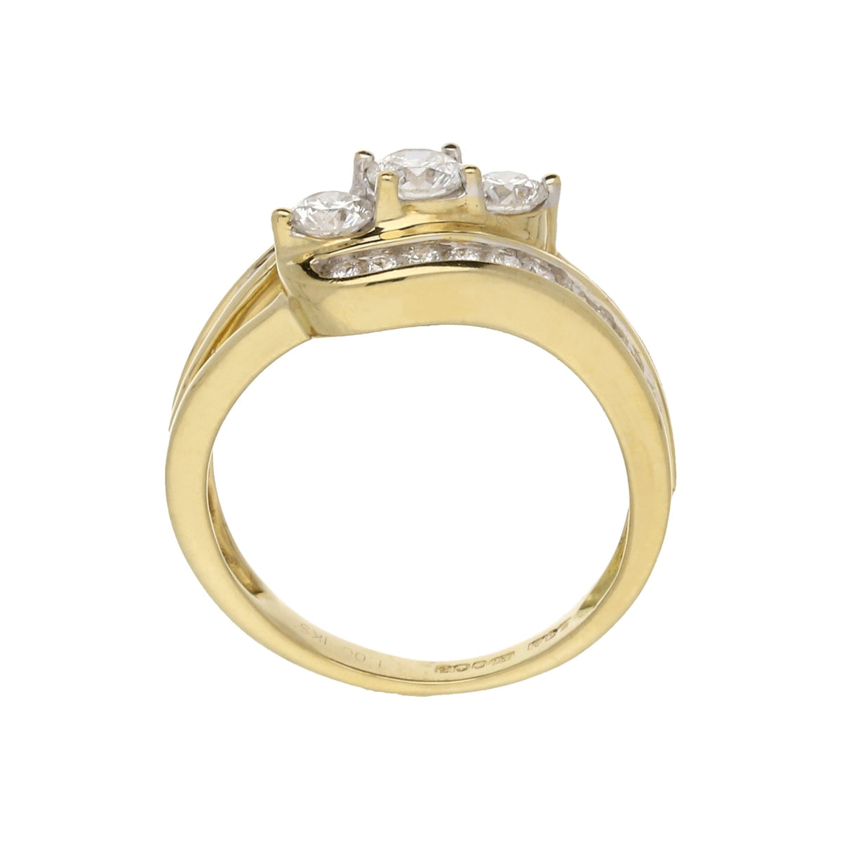 18ct Yellow Gold 1.00ct Diamond 3 Stone Ring