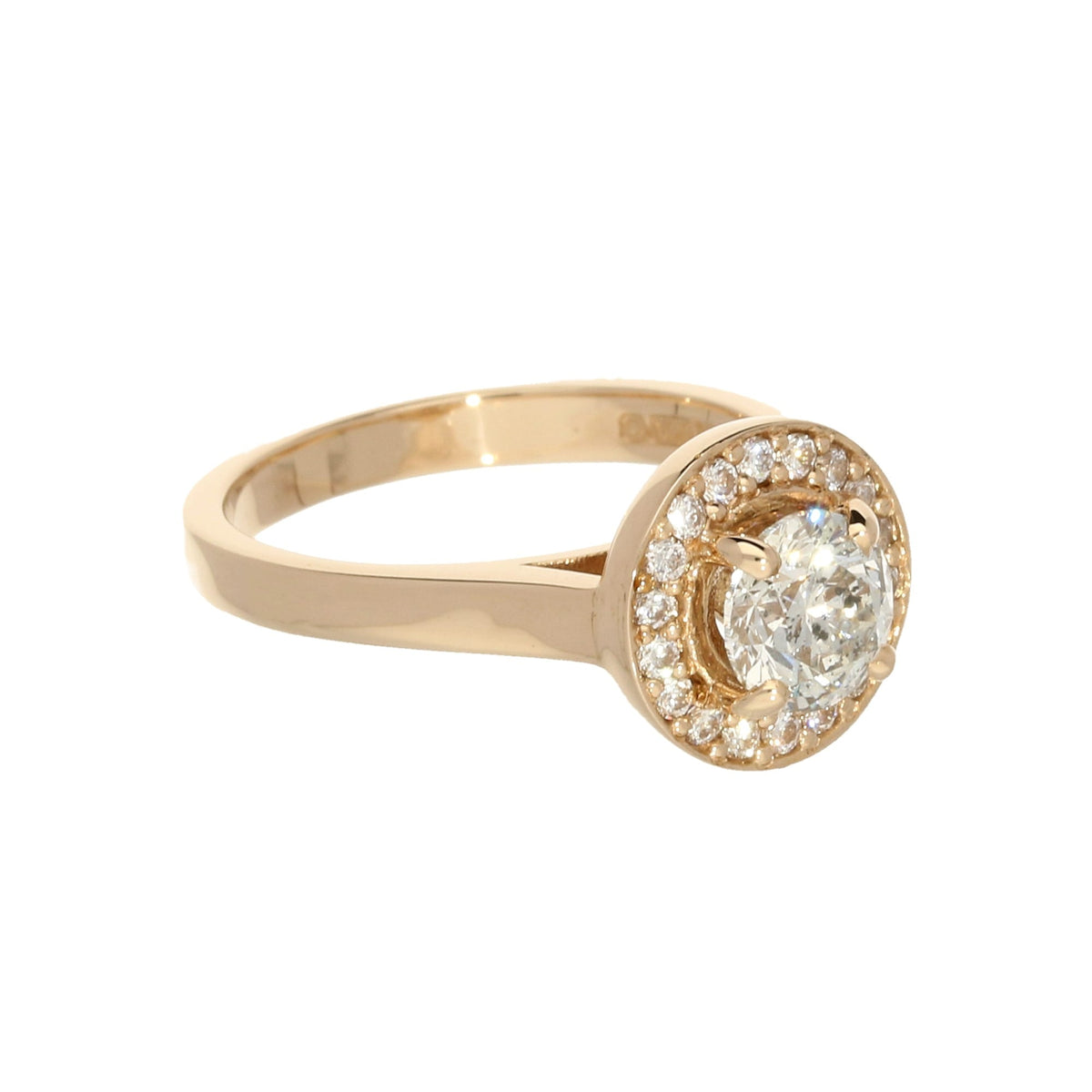 18ct Rose Gold 1.21ct Diamond Halo Ring