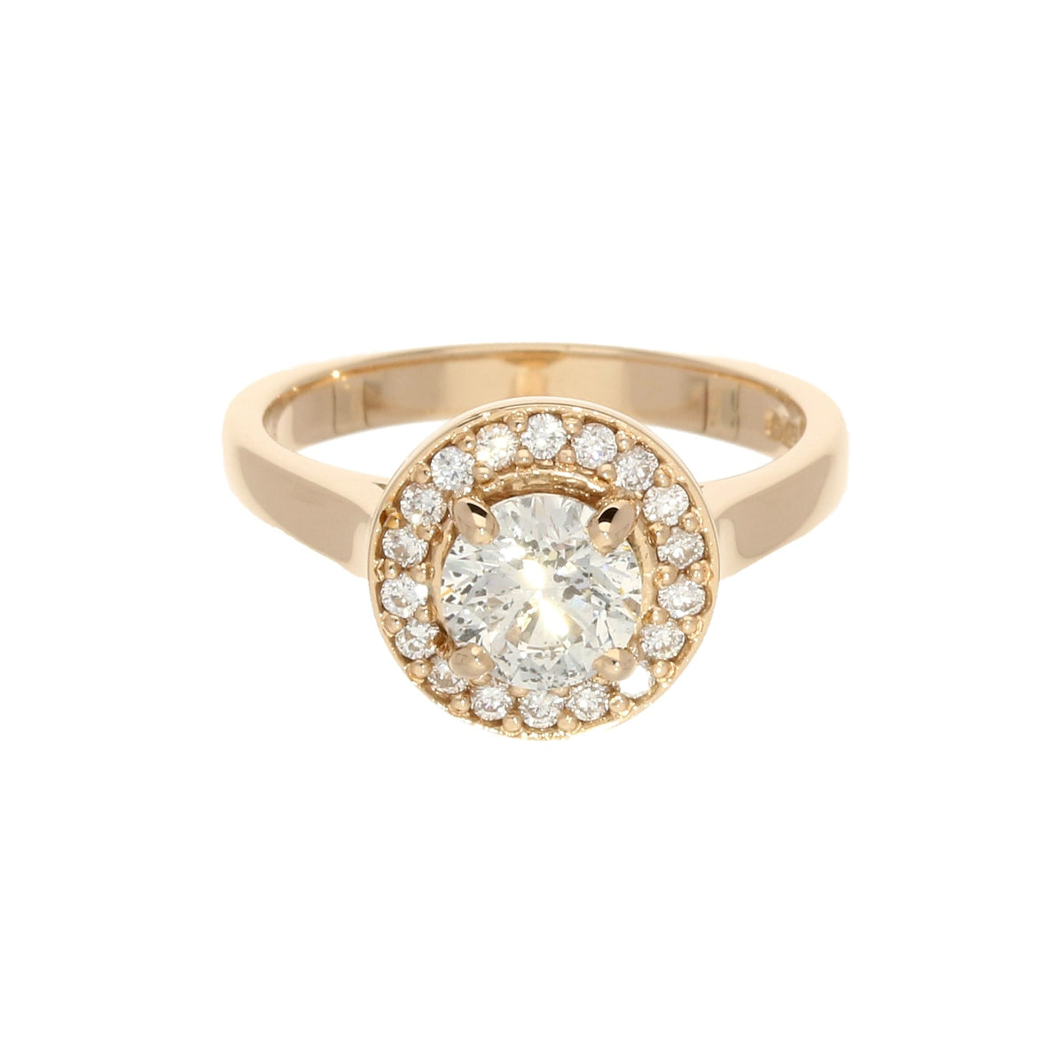 18ct Rose Gold 1.21ct Diamond Halo Ring