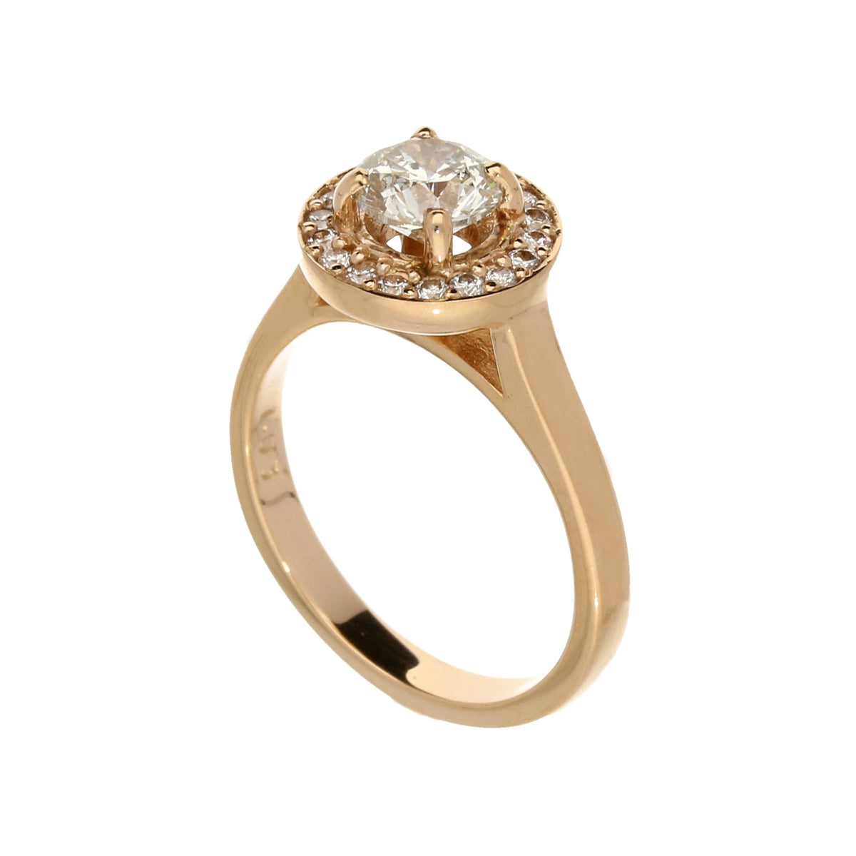 18ct Rose Gold 1.21ct Diamond Halo Ring