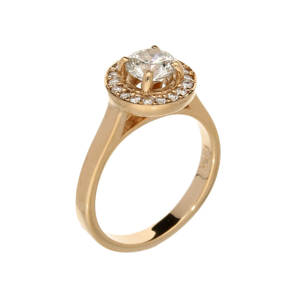 18ct Rose Gold 1.21ct Diamond Halo Ring