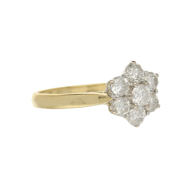 18ct Yellow Gold 1.06ct Diamond Cluster Ring