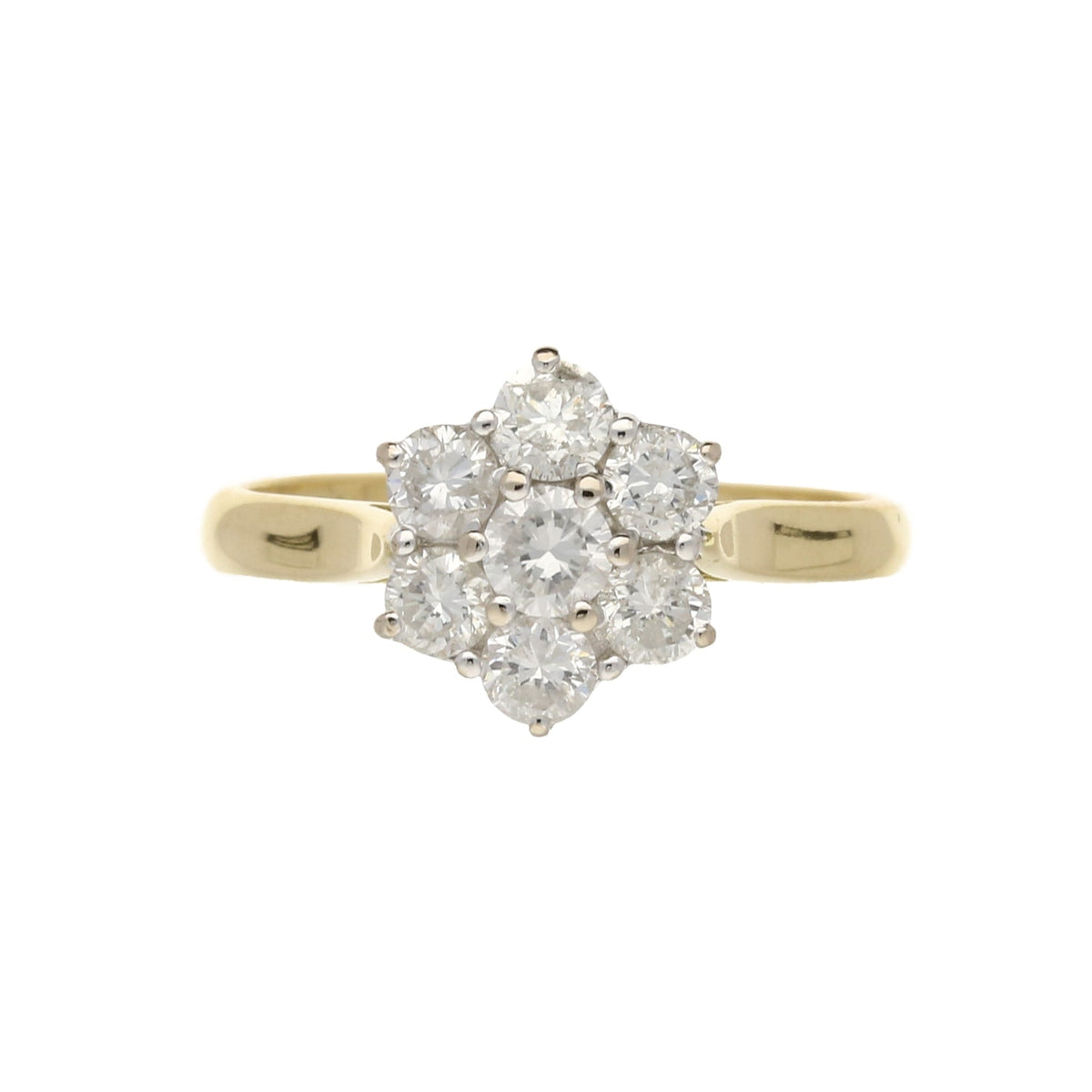 18ct Yellow Gold 1.06ct Diamond Cluster Ring