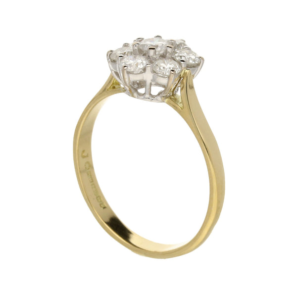 18ct Yellow Gold 1.06ct Diamond Cluster Ring