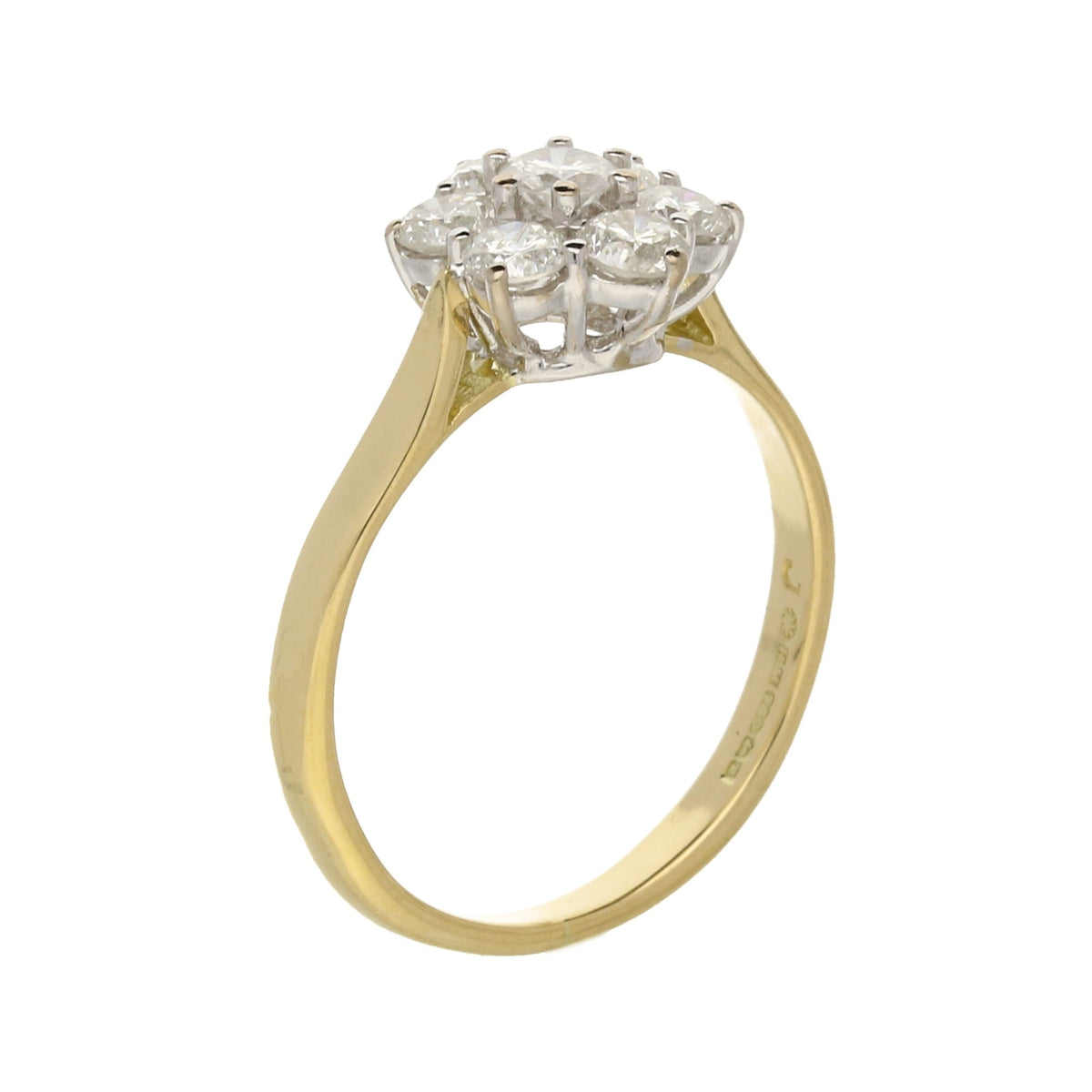 18ct Yellow Gold 1.06ct Diamond Cluster Ring
