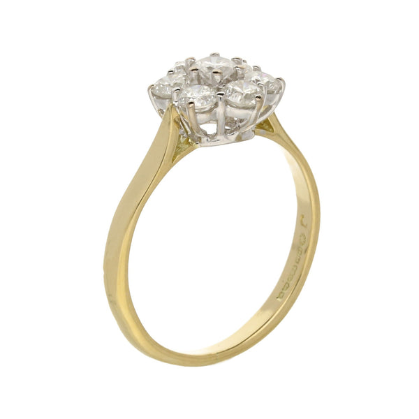 18ct Yellow Gold 1.06ct Diamond Cluster Ring