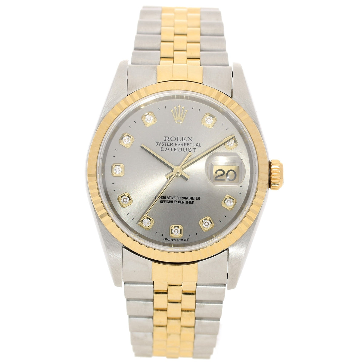 Datejust 16233 - Gents Watch - Silver Diamond Dial - 2003