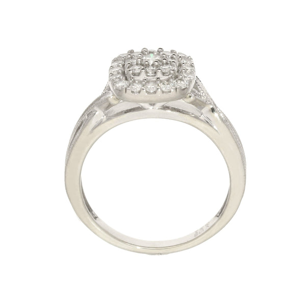 9ct White Gold Diamond Cluster Ring