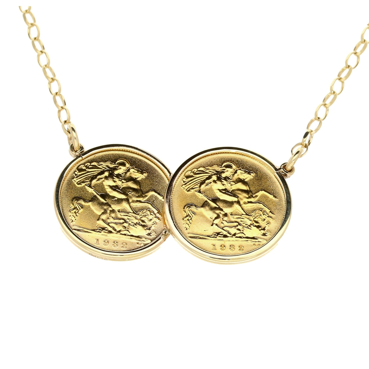 Double Half Sovereign Pendant & Chain
