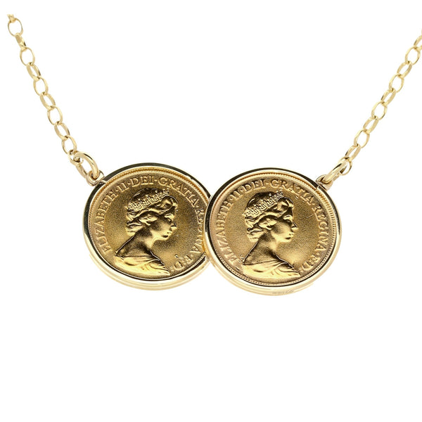 Double Half Sovereign Pendant & Chain