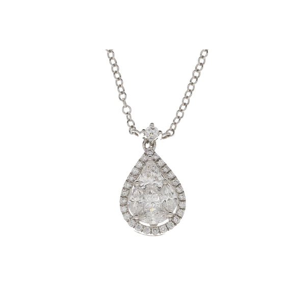 18ct White Gold Diamond Pendant & Chain - 16" - 0.78ct