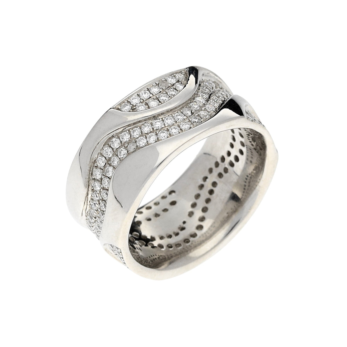 18ct White Gold Diamond Wave Ring - 1.00ct