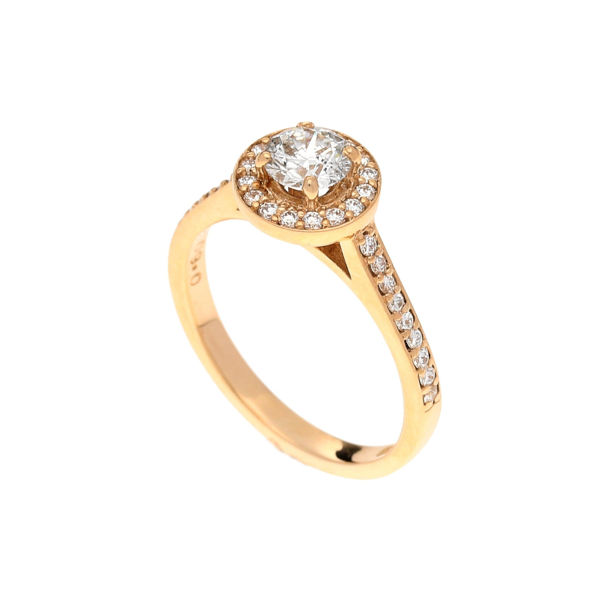 18ct Rose Gold Diamond Halo Engagement Ring - 0.94ct