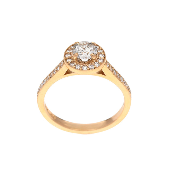 18ct Rose Gold Diamond Halo Engagement Ring - 0.94ct