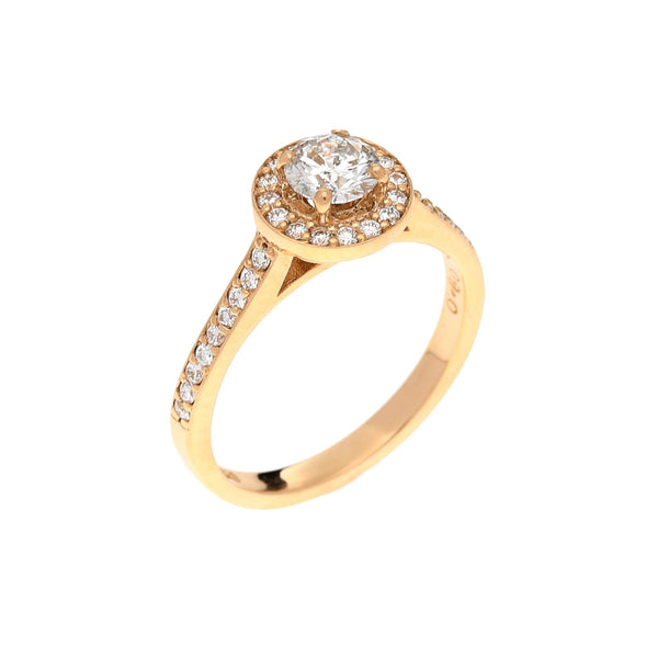 18ct Rose Gold Diamond Halo Engagement Ring - 0.94ct