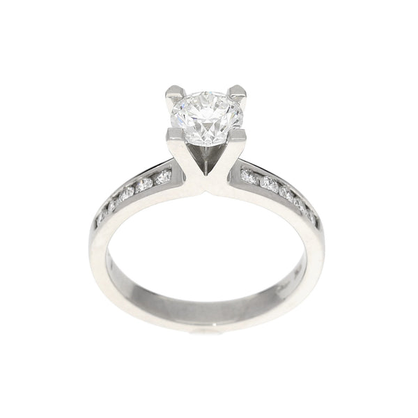 Platinum Engagement Ring with Diamond Shoulders - 1.31ct