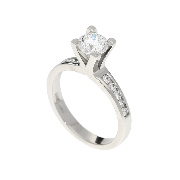 Platinum Engagement Ring with Diamond Shoulders - 1.31ct