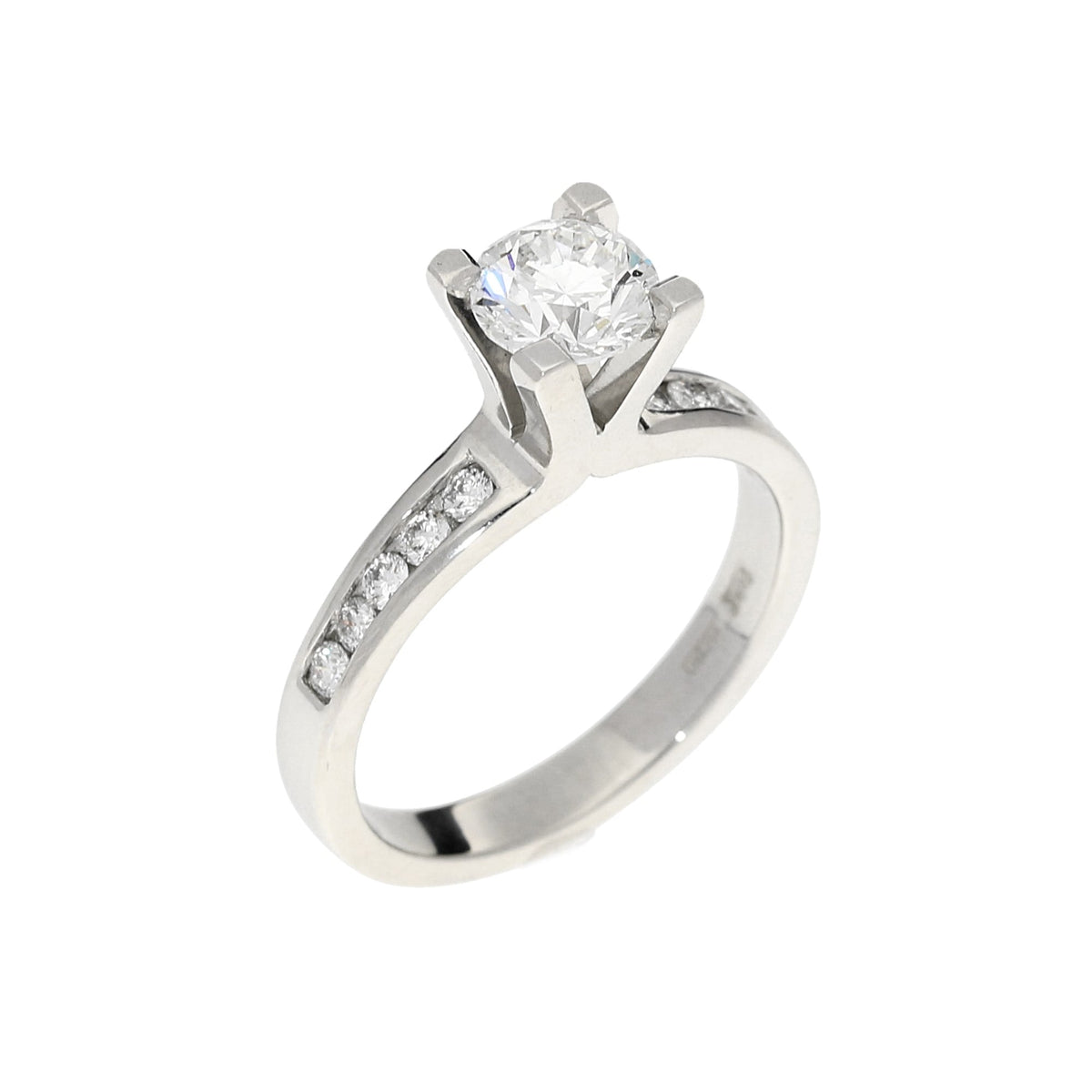 Platinum Engagement Ring with Diamond Shoulders - 1.31ct