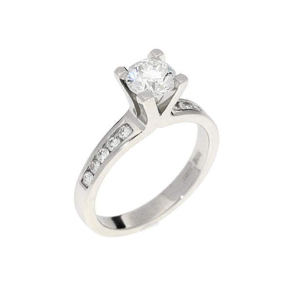 Platinum Engagement Ring with Diamond Shoulders - 1.31ct