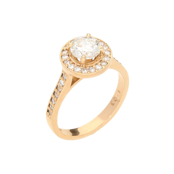 18ct Rose Gold Diamond Halo Engagement Ring - 1.35ct