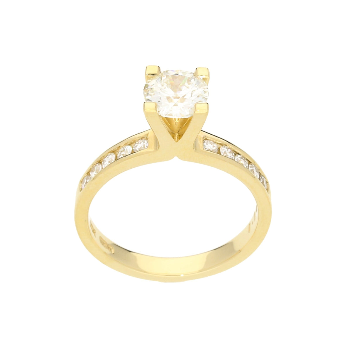 18ct Yellow Gold Engagement Ring with Diamond Shoulders - 1.44ct