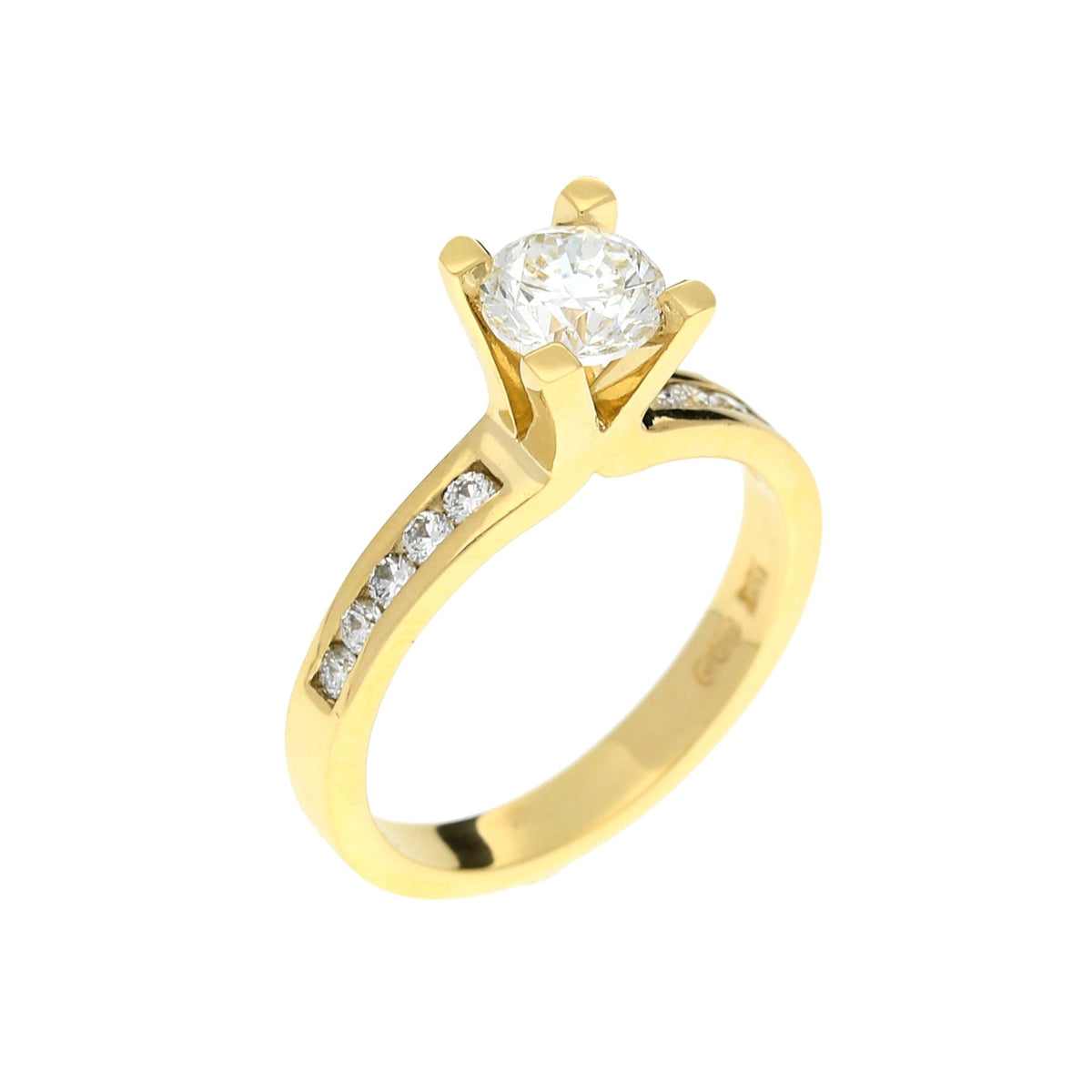 18ct Yellow Gold Engagement Ring with Diamond Shoulders - 1.20ct
