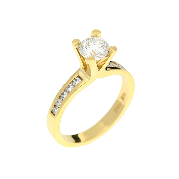 18ct Yellow Gold Engagement Ring with Diamond Shoulders - 1.20ct