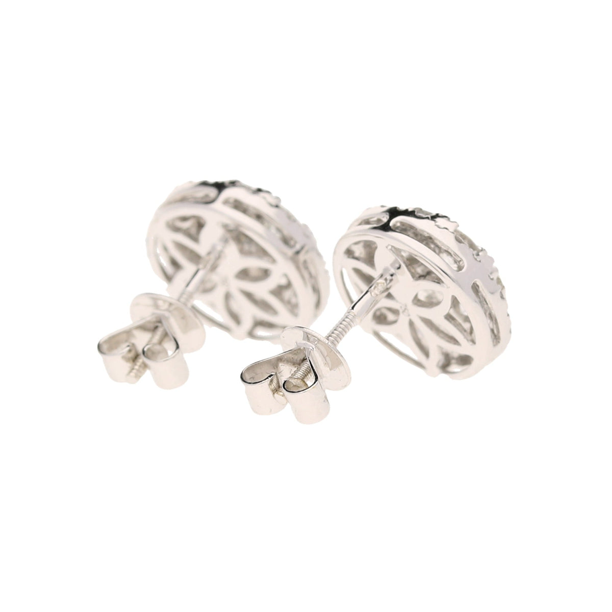 18ct White Gold Diamond Cluster Earrings - 1.45ct