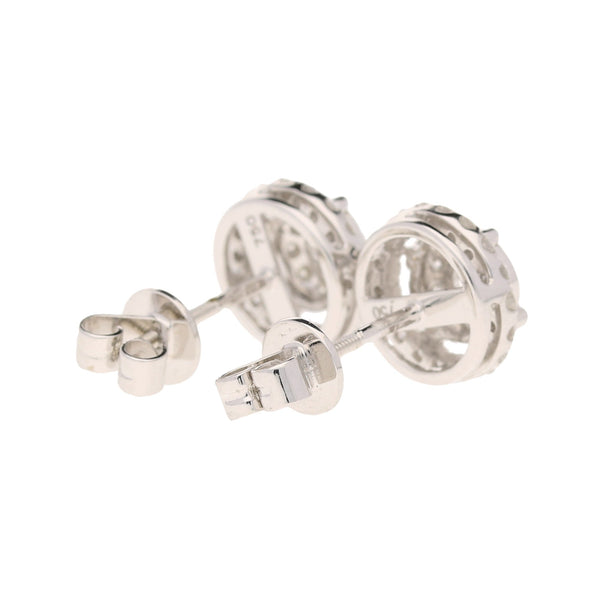 18ct White Gold Diamond Cluster Earrings - 0.91ct