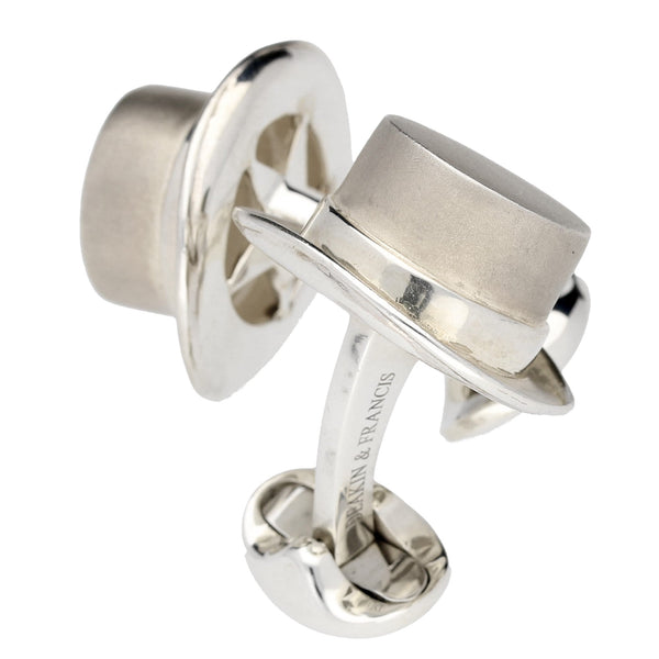 Silver Top Hat Cufflinks