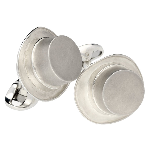 Silver Top Hat Cufflinks
