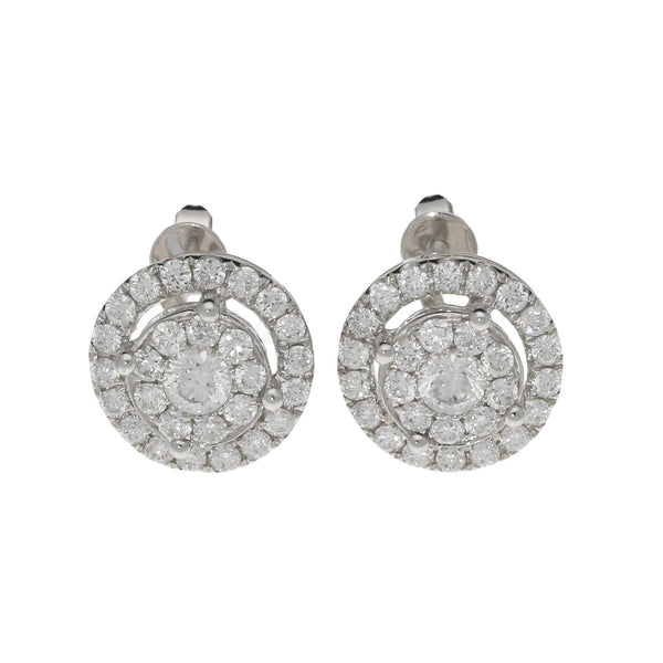 18ct White Gold Diamond Cluster Earrings - 1.82ct - 4.9g