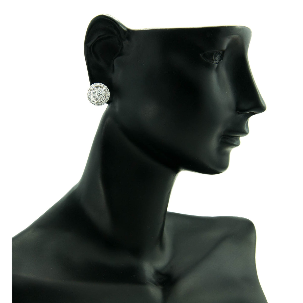 18ct White Gold Diamond Cluster Earrings - 1.82ct - 4.9g