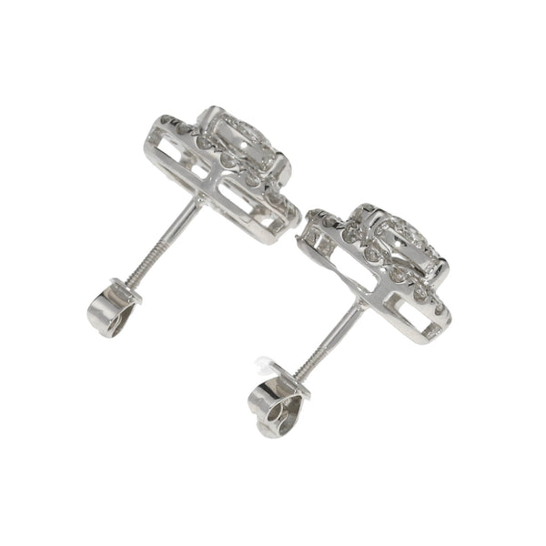 18ct White Gold Diamond Cluster Earrings - 1.82ct - 4.9g