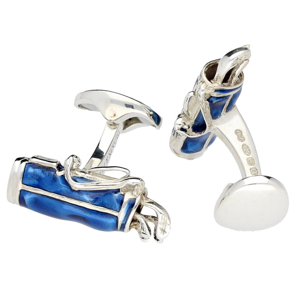 Deakin and Francis Blue Enamel Golf Bag Cufflinks