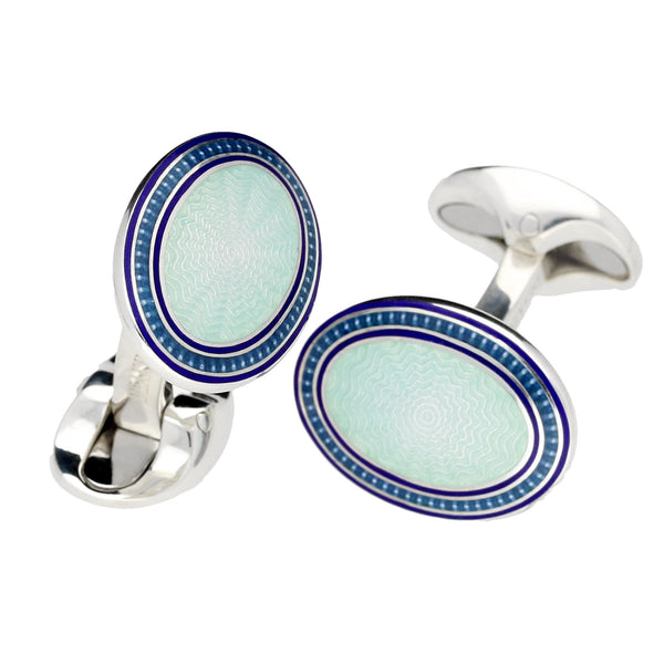 Deakin and Francis Sky & Royal Blue Enamel Oval Cufflinks