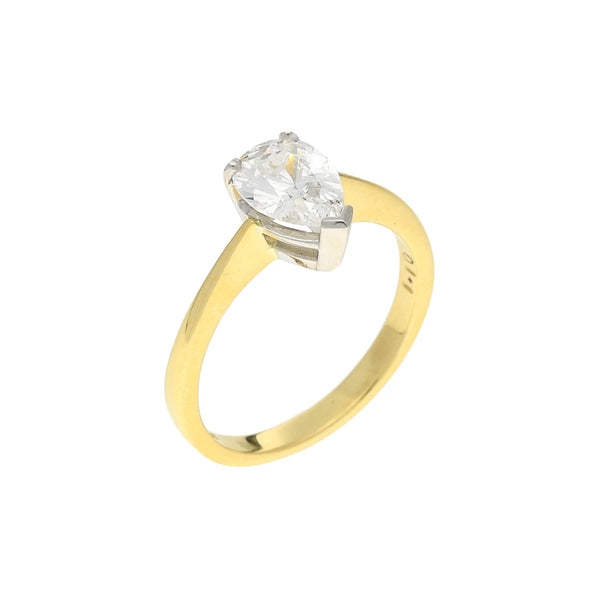 18ct Yellow Gold 1.10ct Pear Cut Diamond Engagement Ring