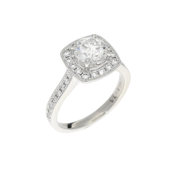 Platinum Diamond Halo Engagement Ring - 1.85ct