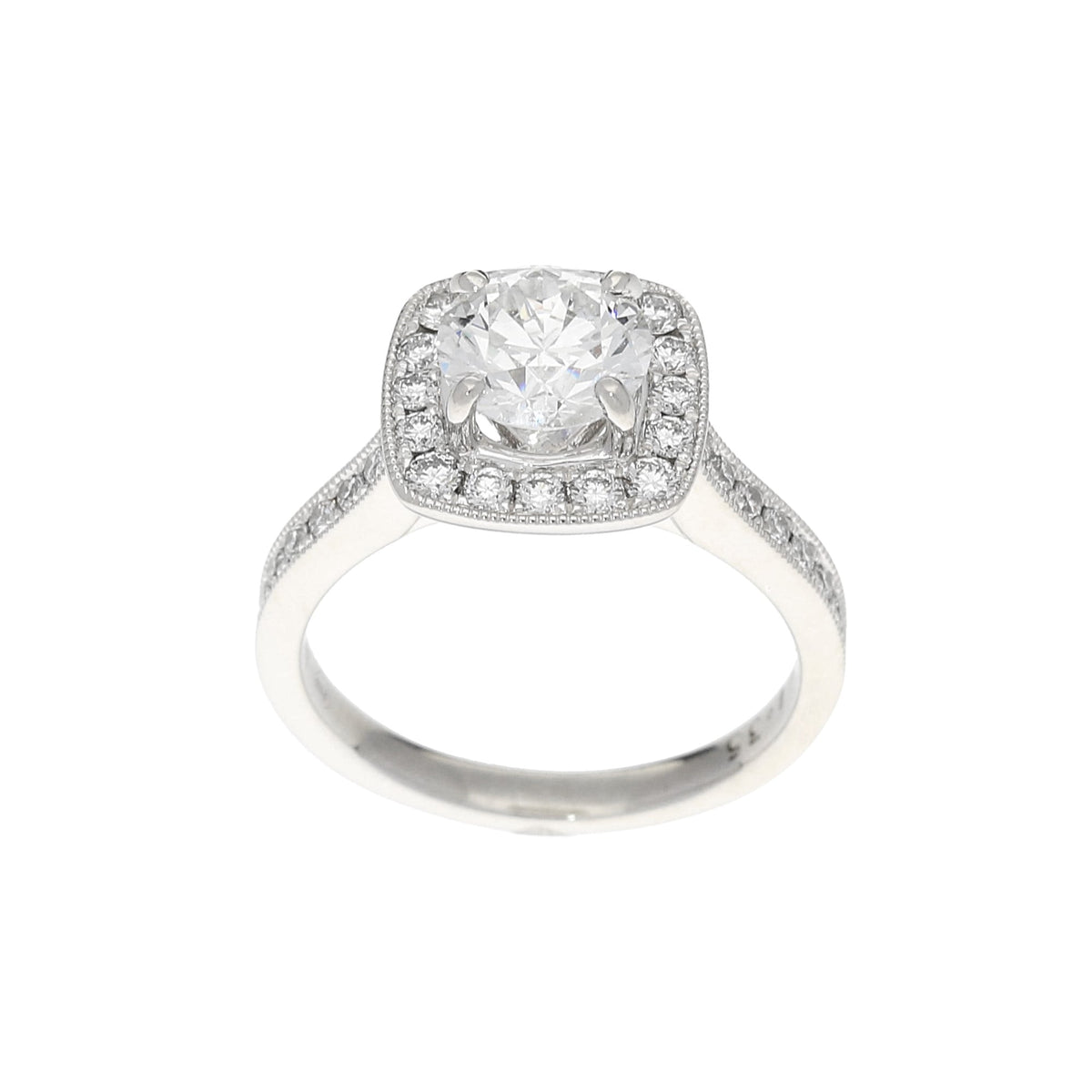 Platinum Diamond Halo Engagement Ring - 1.85ct