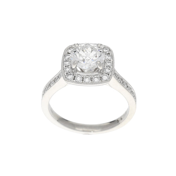 Platinum Diamond Halo Engagement Ring - 1.85ct