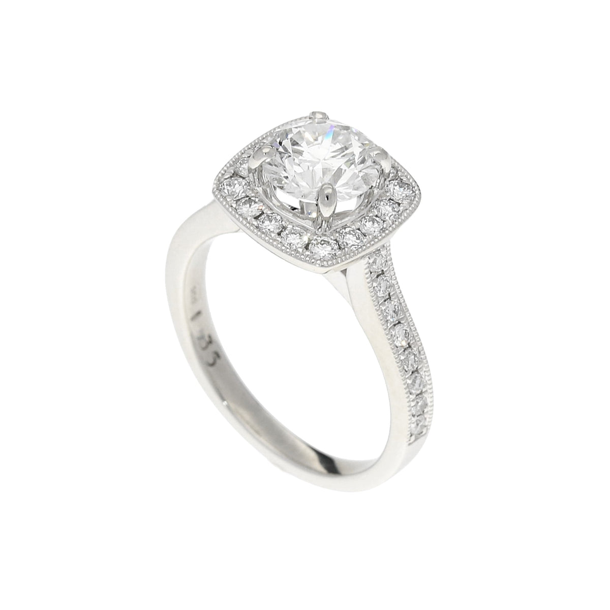 Platinum Diamond Halo Engagement Ring - 1.85ct