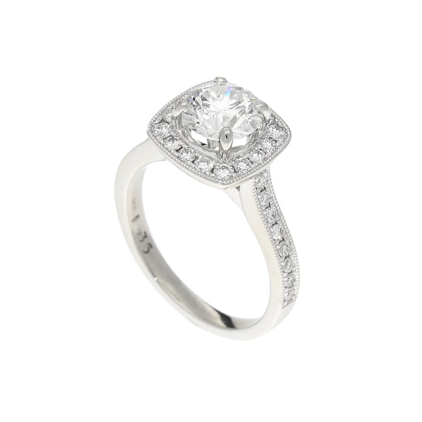 Platinum Diamond Halo Engagement Ring - 1.85ct