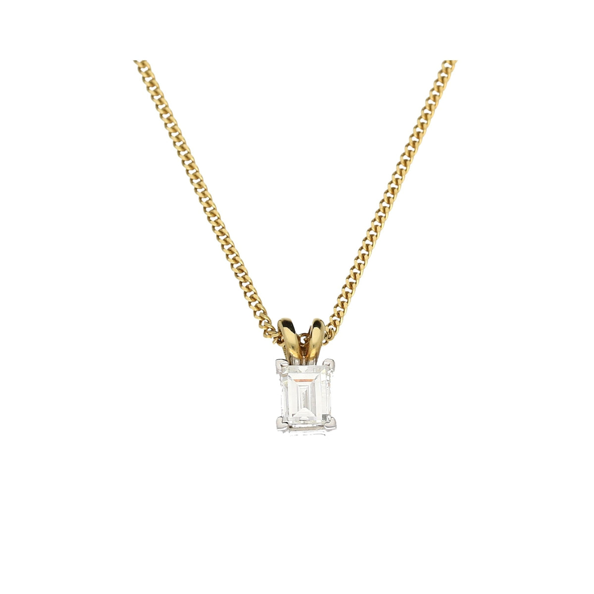 18ct Yellow & White Gold Diamond Pendant & Chain - 0.72ct