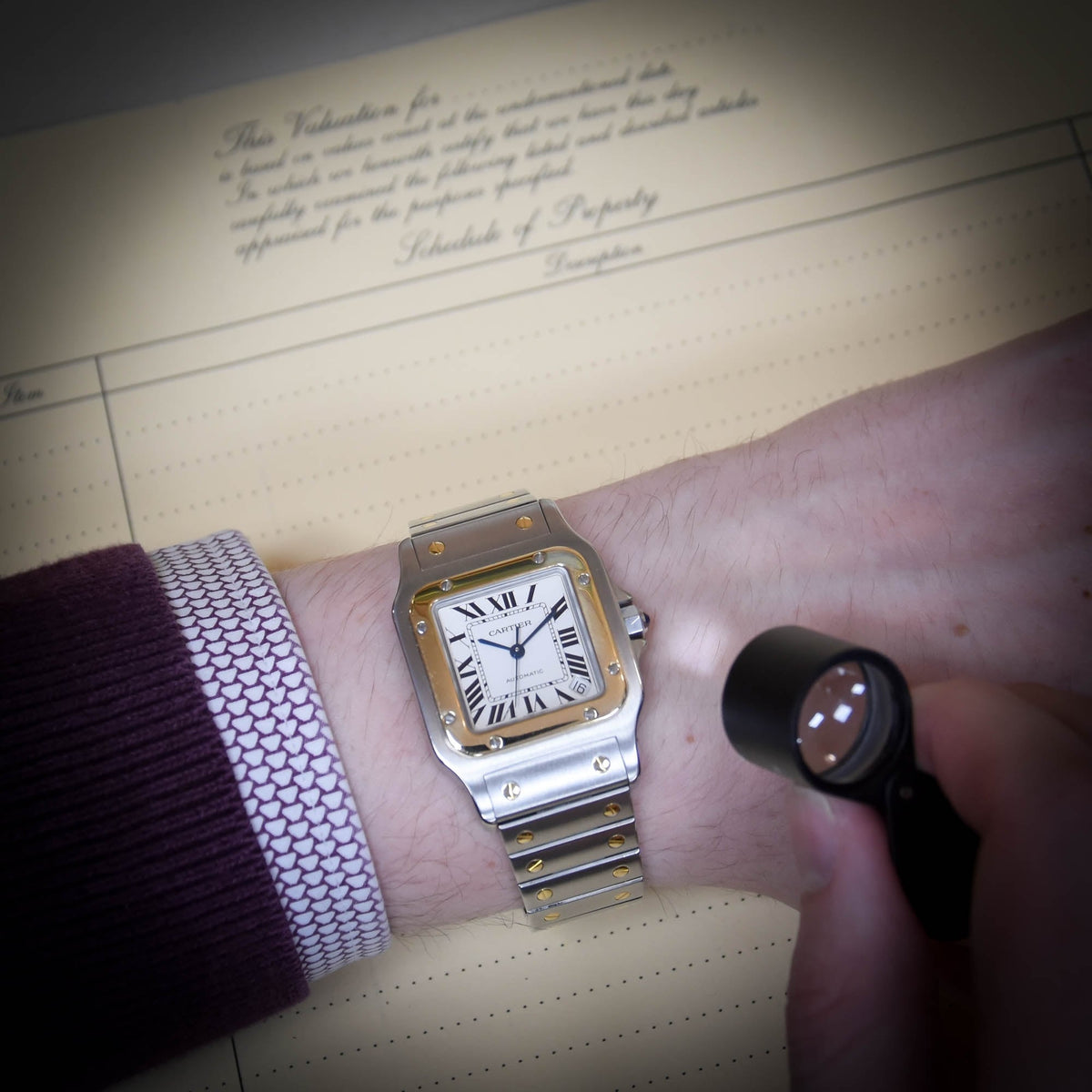 Santos W20099C4 -Steel & Gold - Silver Roman Dial