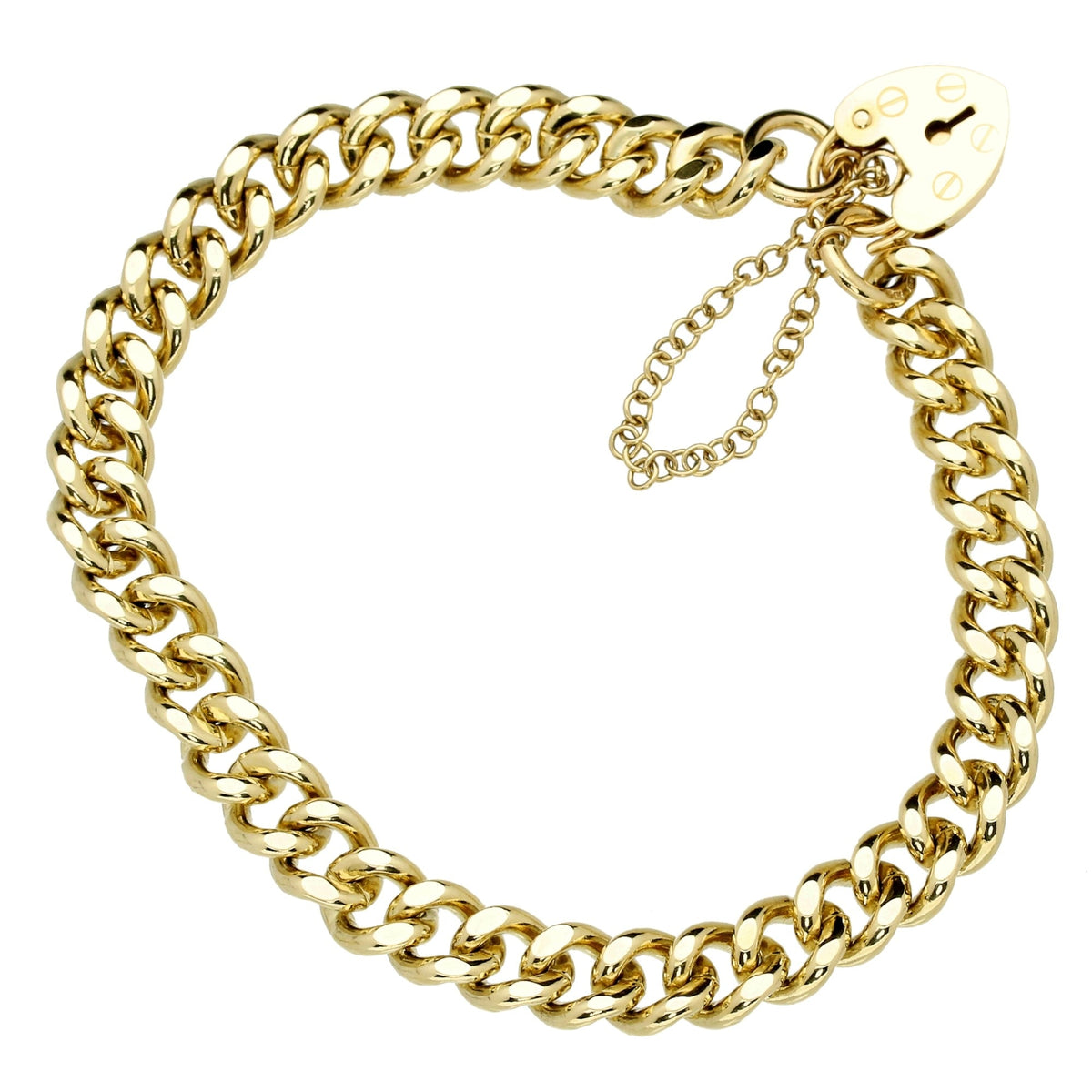 9ct Yellow Gold Flat Curb Ladies Bracelet - 29.30g